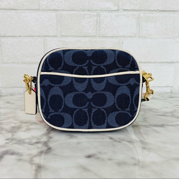Coach Mini Dempsey Denim Camera Bag In Signature Jacquard With Coach Patch - Picture 6 of 11